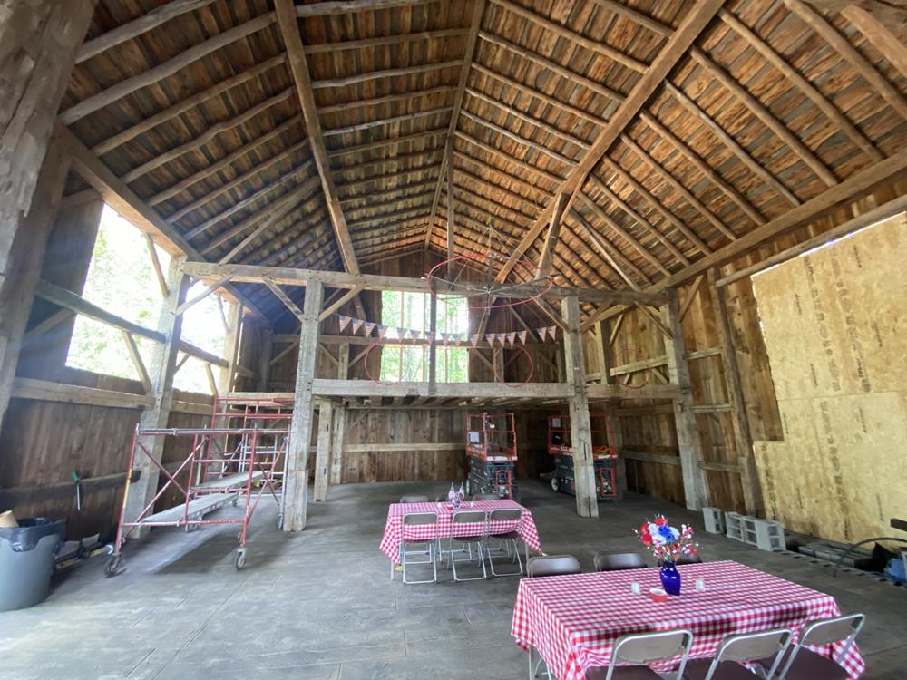 Historic Troyer Lincoln Repurposed Barn Frame For Sale 14