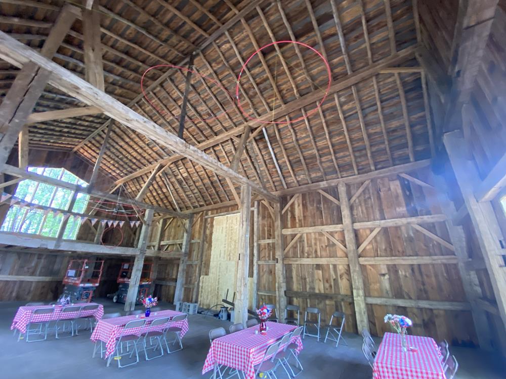 Historic Troyer Lincoln Repurposed Barn Frame For Sale 15